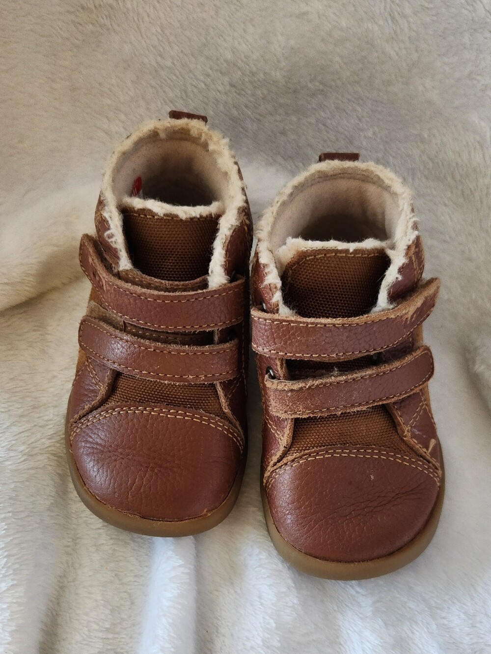 UGG Toddler Brown Leather & Sherpa Walker Shoes